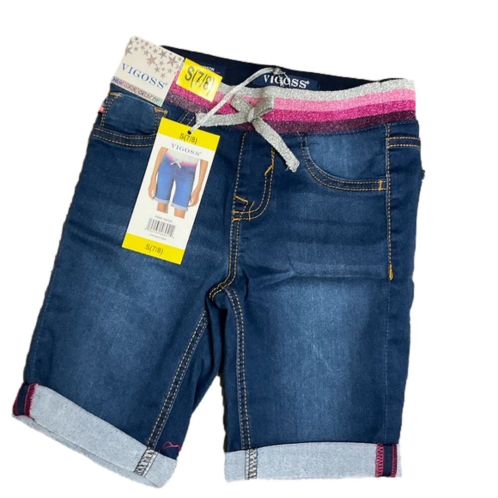 Vigoss Girls Bermuda Jean Shorts Size Small Dark Blue NWT